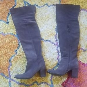 Dark Grey Suede OTK Boots